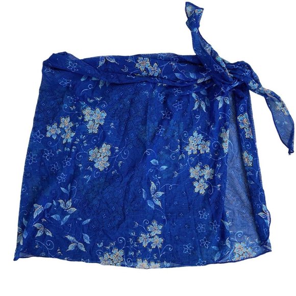 🍓VINTAGE MESH MINI WRAP SKIRT BEACH FLORAL🍓 - Picture 1 of 4